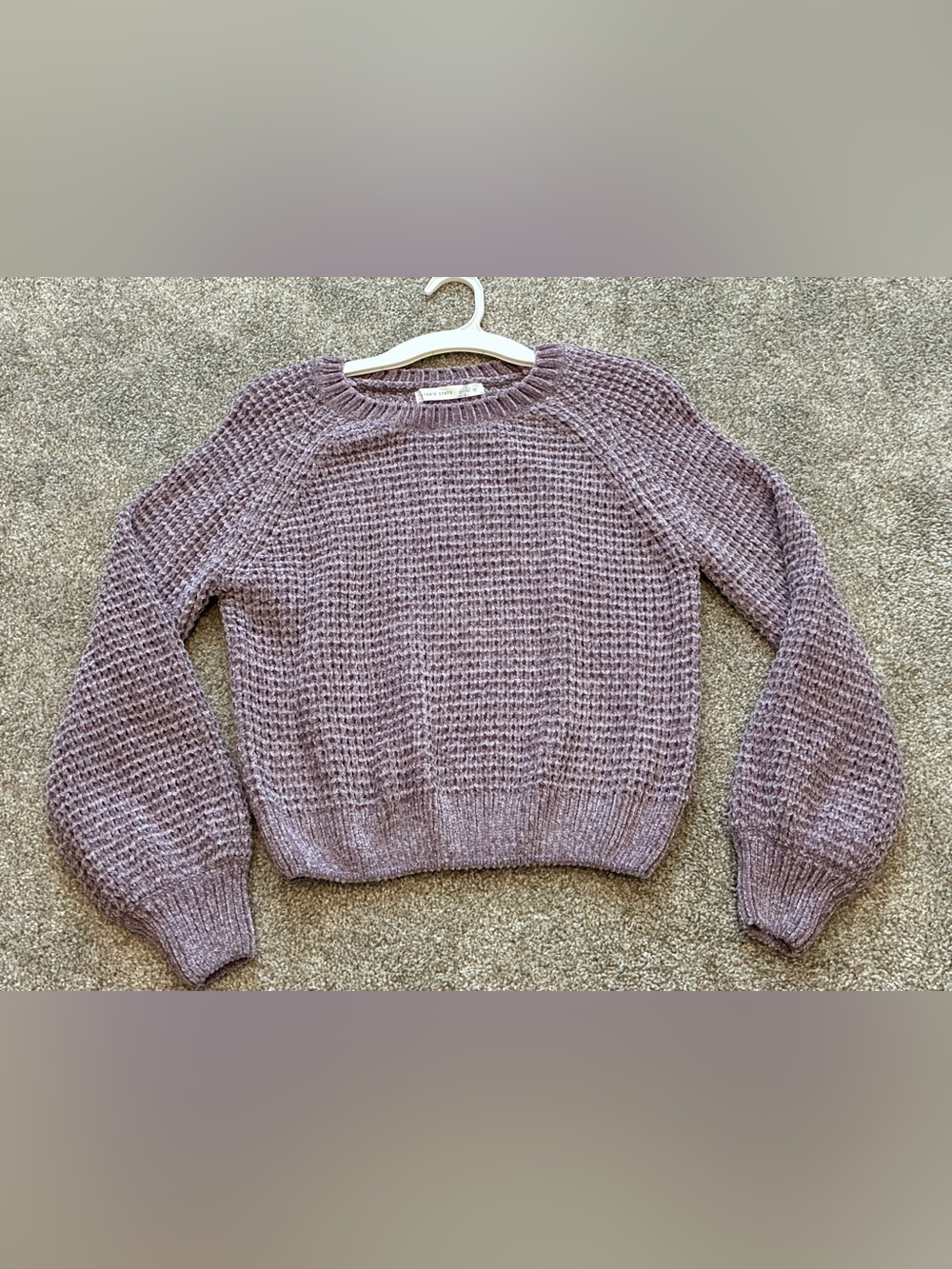 Altar'd State Mauve Waffle-Knit Crewneck Sweater